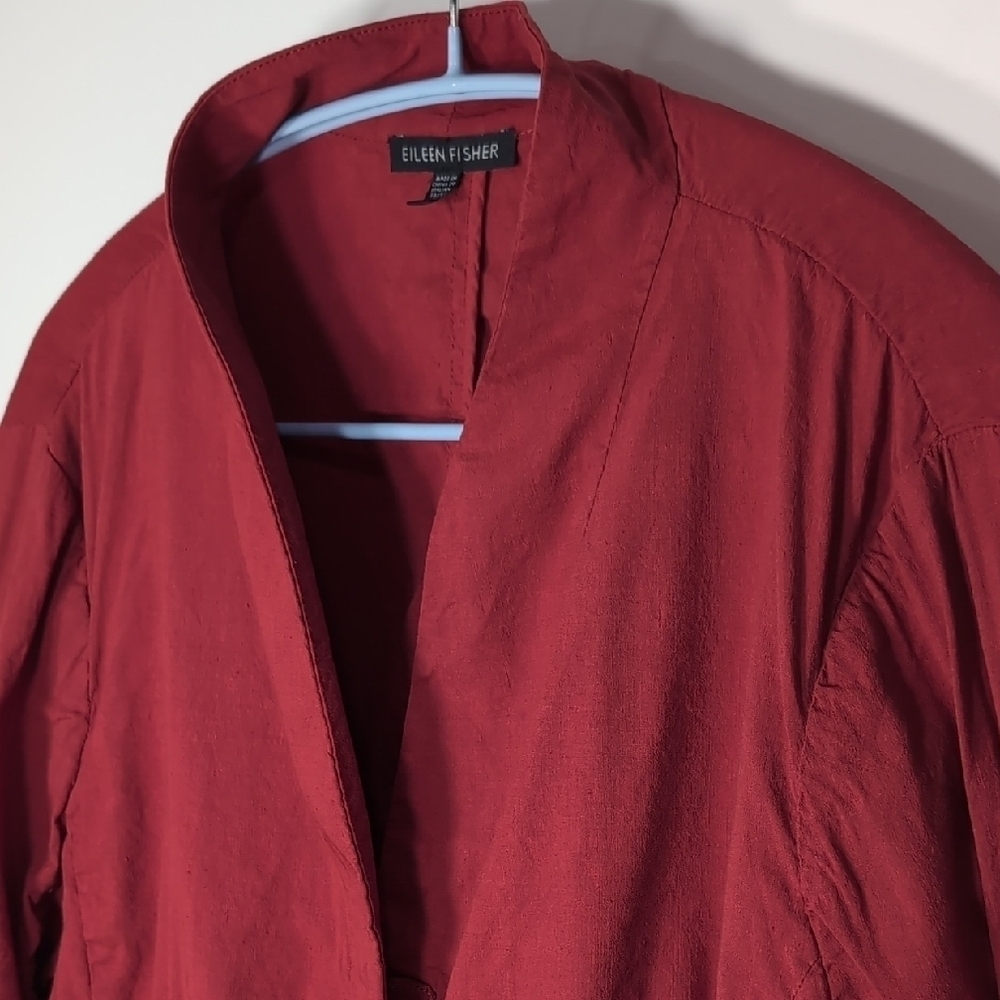 Eileen Fisher | Linen Lightweight Red Blazer Jacket Size L